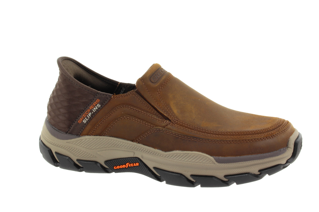 SKECHERS Pánské kožené hnědé slip ins